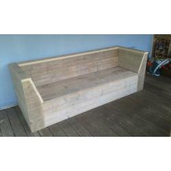 Loungebank met perfecte zit van steigerhout in elke maat