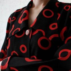 Vintage zwart blouse rood polka