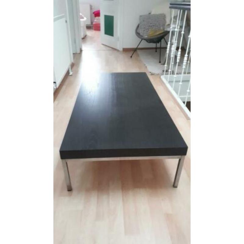 Rechthoekige salontafel zwart/bruin met chroom onderstel