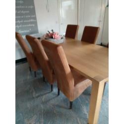 Blank eiken eethoek kan ook los stoelen of tafel lang 2.20