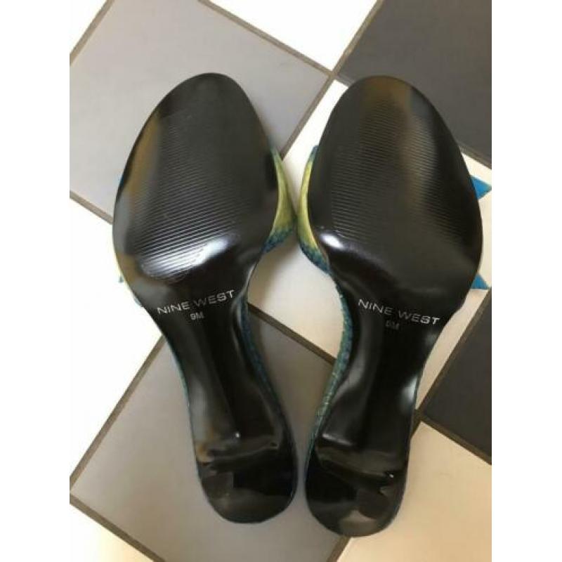 Nine west cherri 9m slangenleer groen open teen hak