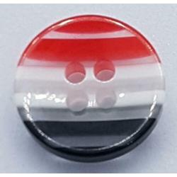 10 Ronde Gestreepte Knopen Zwart Wit Rood 12mm (E3)