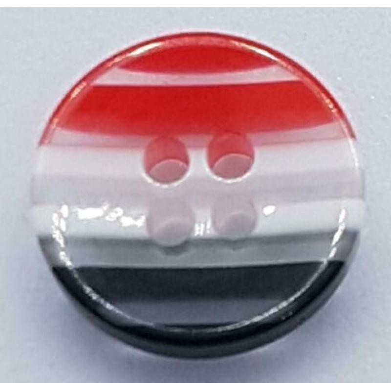 10 Ronde Gestreepte Knopen Zwart Wit Rood 12mm (E3)