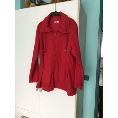 Fleece jack met rits en hoge kraag, rood, maat 44/46