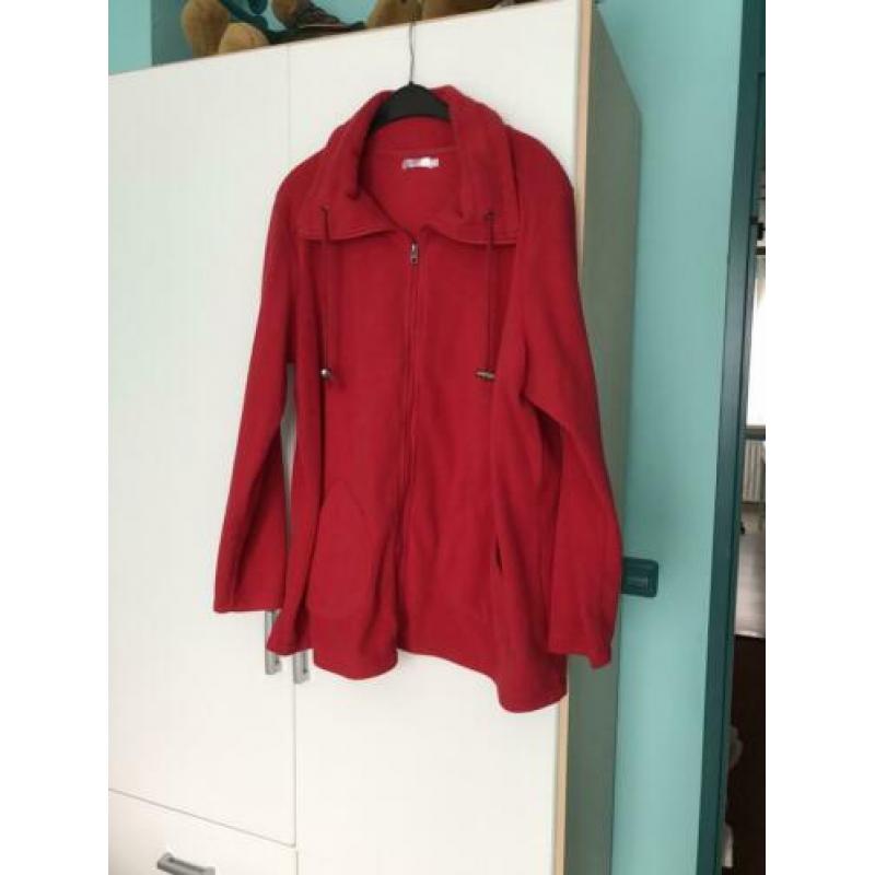 Fleece jack met rits en hoge kraag, rood, maat 44/46