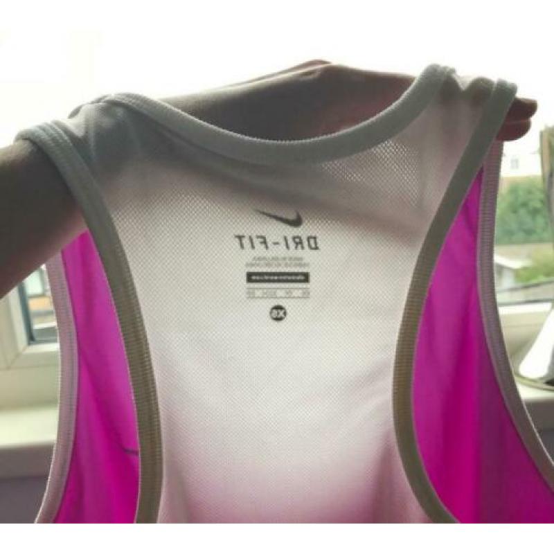 Paars/witte Nike dri-fit sport top maat XS