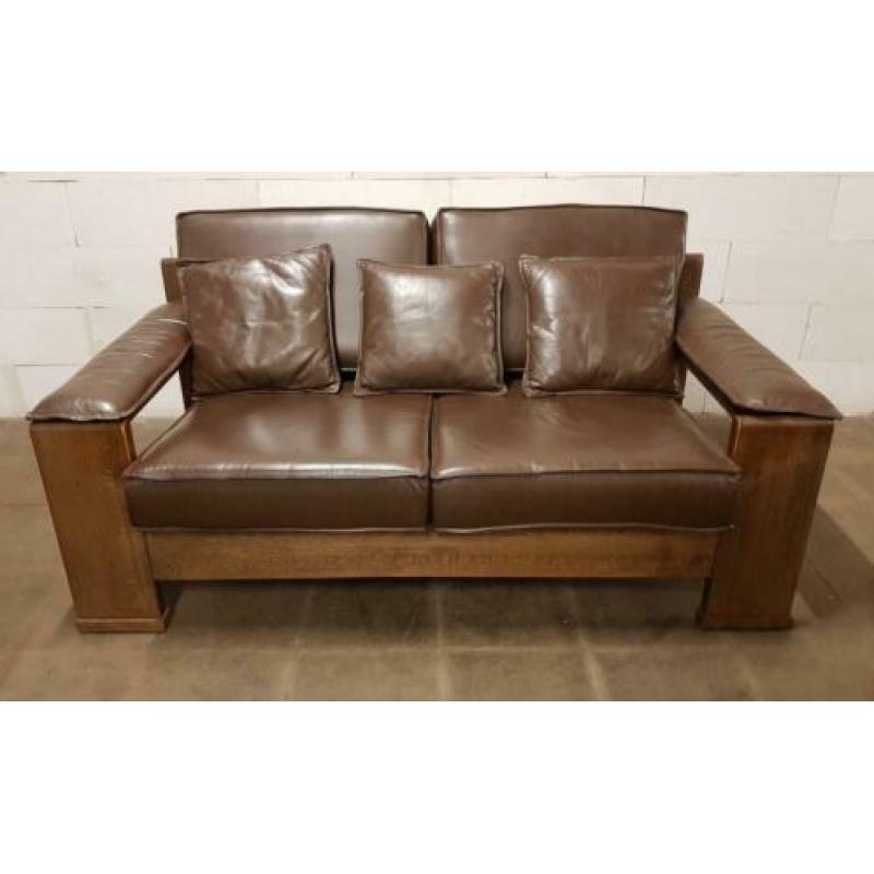 Prachtige leren Leolux seventies vintage set met salontafel