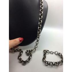 H442 Prachtige antieke zilveren sieraden set (massief)