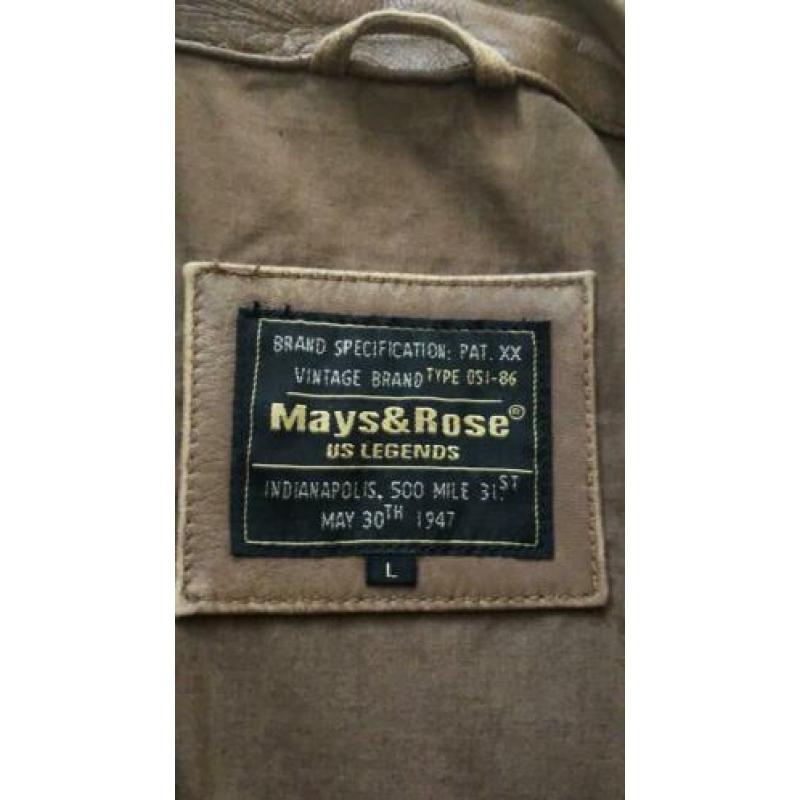 Mays & Rose vintage leren jack maat L