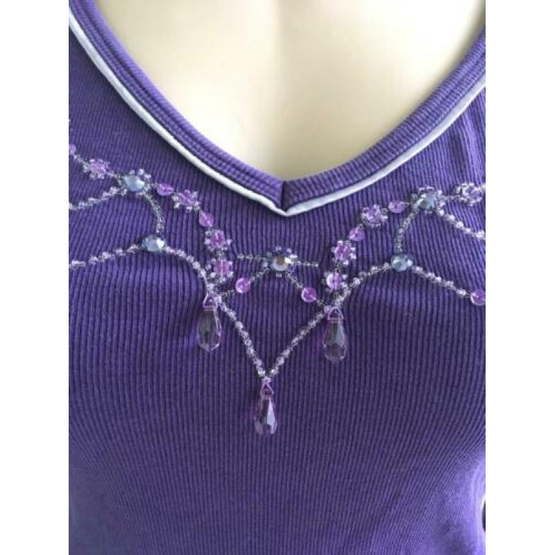 Cinque paars longsleeve kralen M 38 40 elegant mooi apart