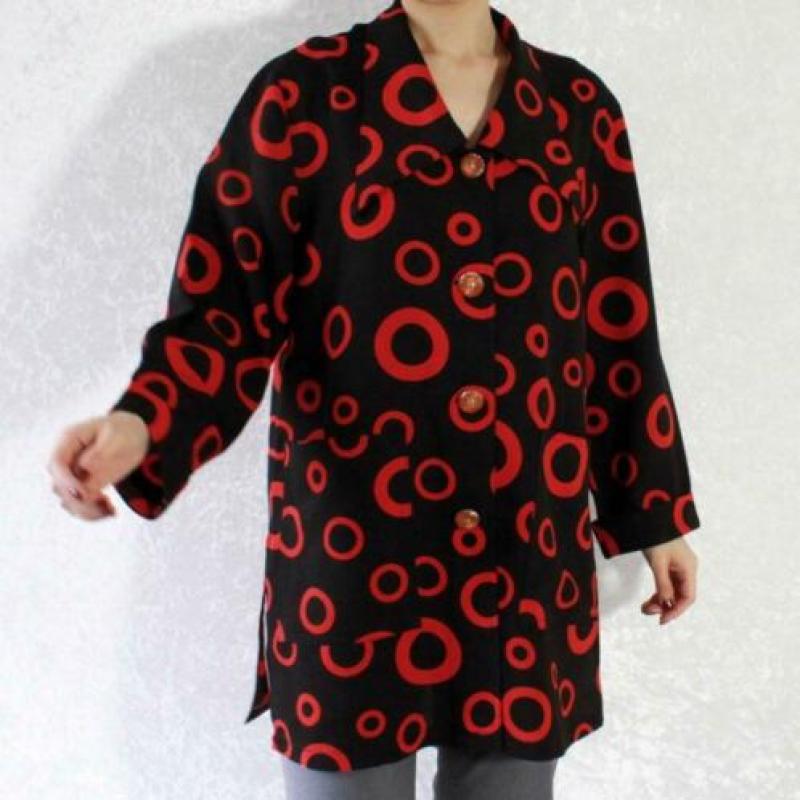 Vintage zwart blouse rood polka