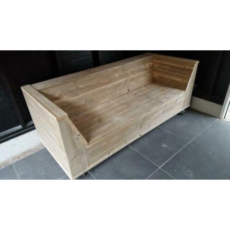 Loungebank met perfecte zit van steigerhout in elke maat