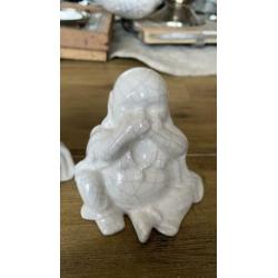 Horen zien zwijgen Buddha’s, wit, steen