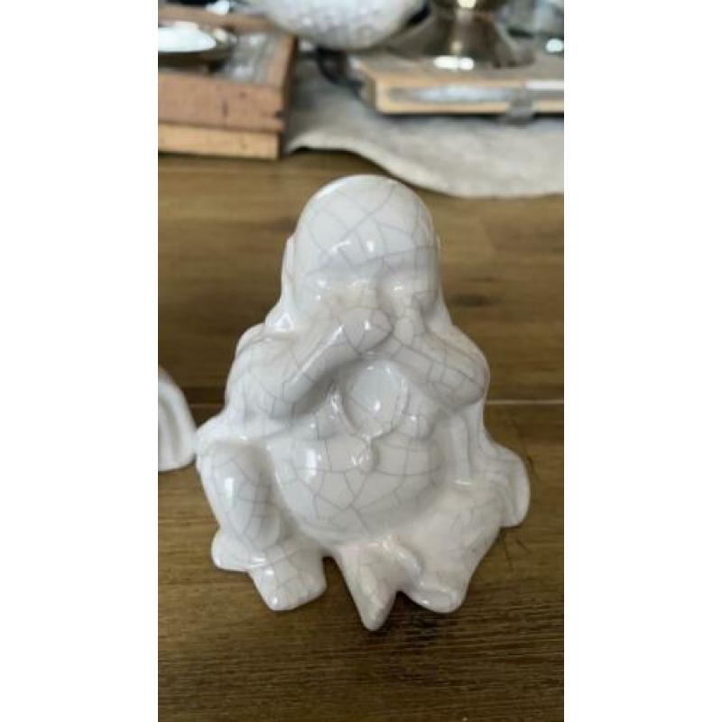 Horen zien zwijgen Buddha’s, wit, steen