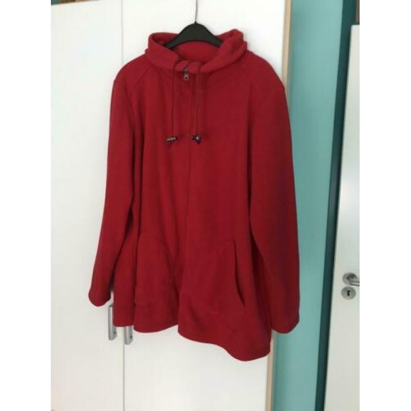 Fleece jack met rits en hoge kraag, rood, maat 44/46
