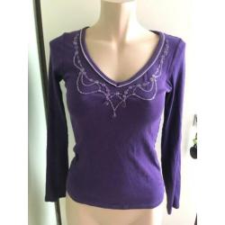 Cinque paars longsleeve kralen M 38 40 elegant mooi apart