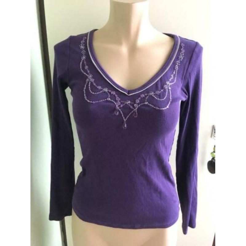 Cinque paars longsleeve kralen M 38 40 elegant mooi apart