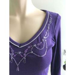 Cinque paars longsleeve kralen M 38 40 elegant mooi apart