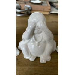 Horen zien zwijgen Buddha’s, wit, steen