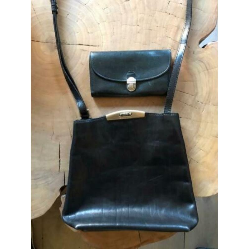 Adax leren tas + gratis leren portemonnee