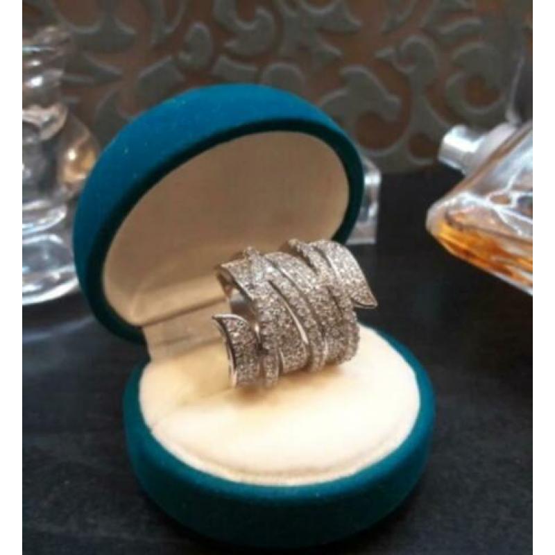 Grote 925 zilveren vleugels van angels ring met zirkonen
