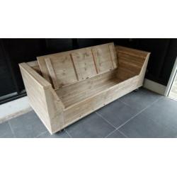 Loungebank met perfecte zit van steigerhout in elke maat