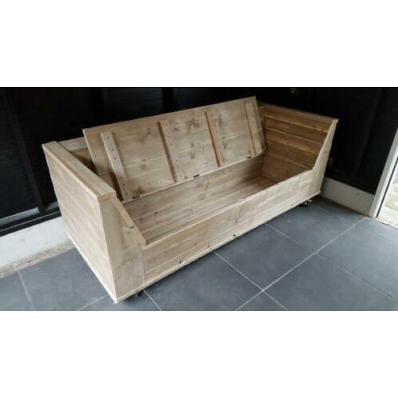 Loungebank met perfecte zit van steigerhout in elke maat
