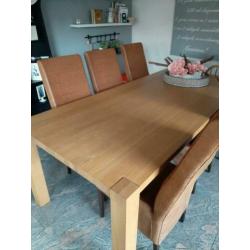 Blank eiken eethoek kan ook los stoelen of tafel lang 2.20