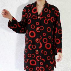 Vintage zwart blouse rood polka