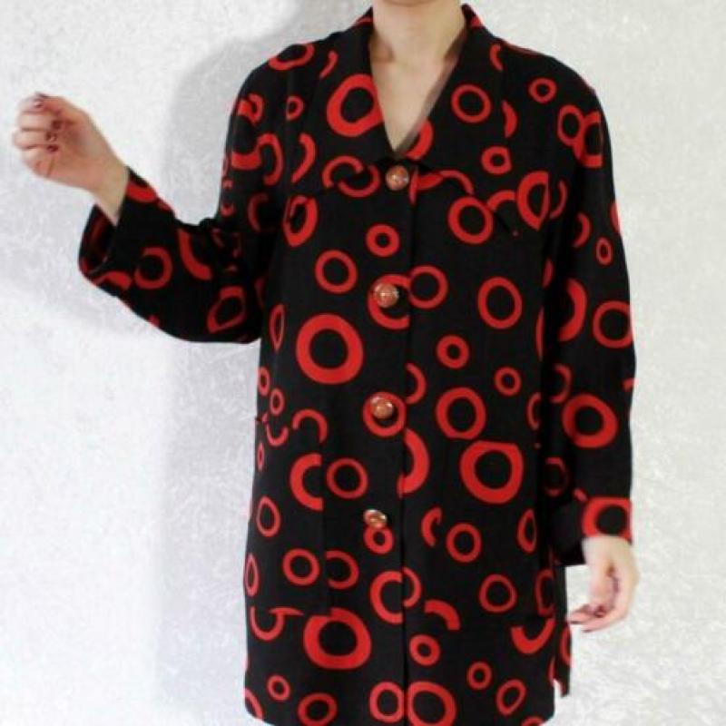 Vintage zwart blouse rood polka