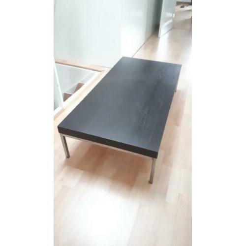 Rechthoekige salontafel zwart/bruin met chroom onderstel