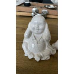 Horen zien zwijgen Buddha’s, wit, steen