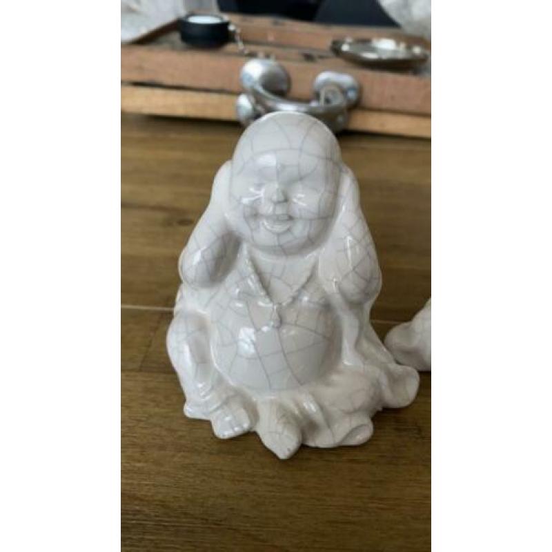 Horen zien zwijgen Buddha’s, wit, steen
