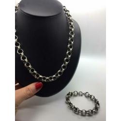 H442 Prachtige antieke zilveren sieraden set (massief)