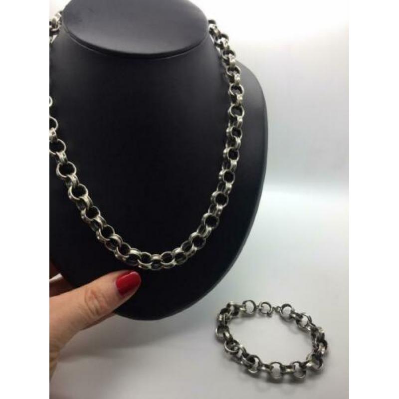 H442 Prachtige antieke zilveren sieraden set (massief)