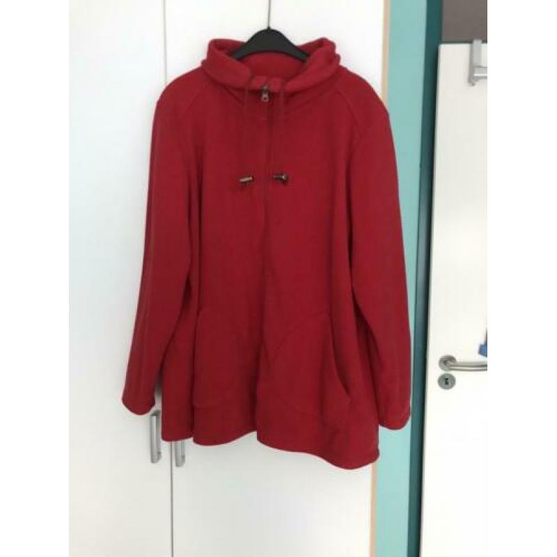 Fleece jack met rits en hoge kraag, rood, maat 44/46