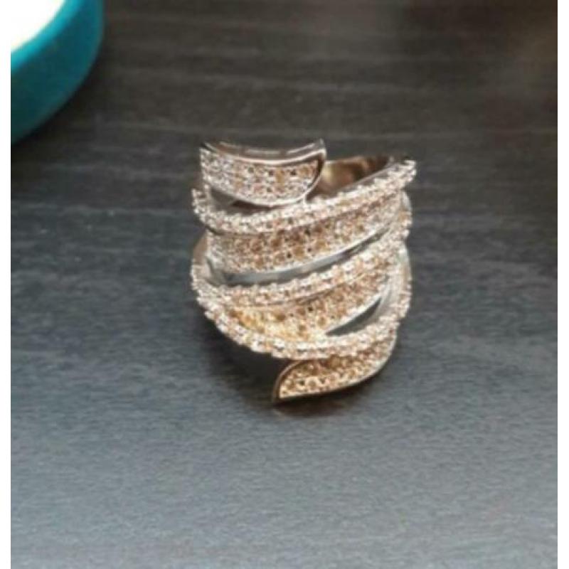 Grote 925 zilveren vleugels van angels ring met zirkonen