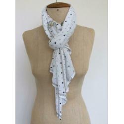 G-star sjaal, tricot, wit met donker blauwe print