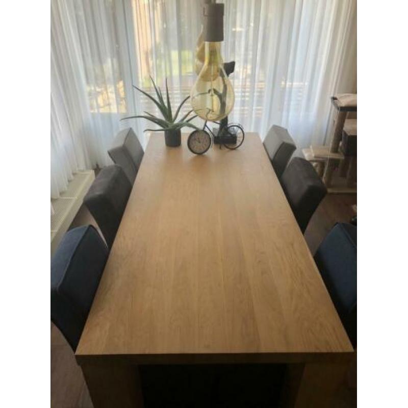 Eiken fineer Eettafel incl. 6 stoelen
