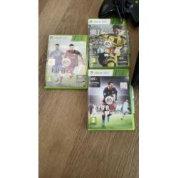 XBOX 360 incl 3 fifa jaartal 15,16,17 spellen