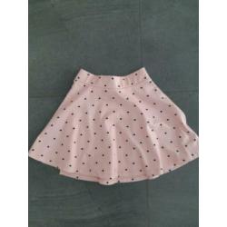 zomerse rok roze met zwarte hartjes, maat M