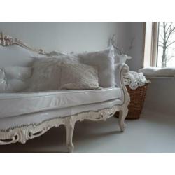 Mooie witte Queen Ann 3pers Barok Brocante bank