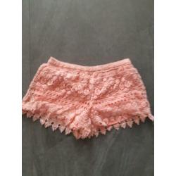 zomerse rok roze met zwarte hartjes, maat M
