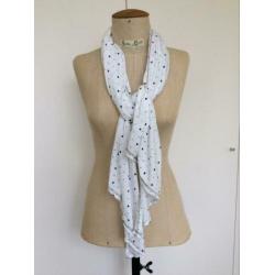 G-star sjaal, tricot, wit met donker blauwe print