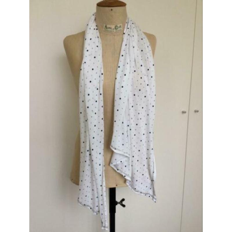 G-star sjaal, tricot, wit met donker blauwe print