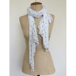G-star sjaal, tricot, wit met donker blauwe print