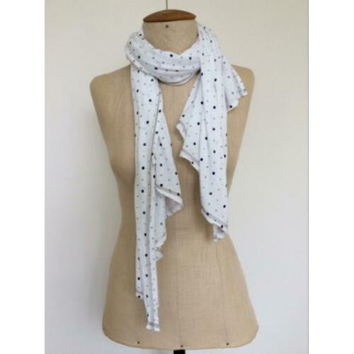 G-star sjaal, tricot, wit met donker blauwe print