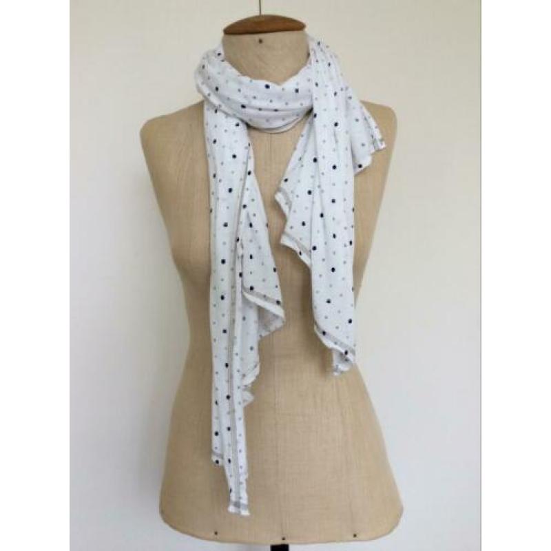 G-star sjaal, tricot, wit met donker blauwe print