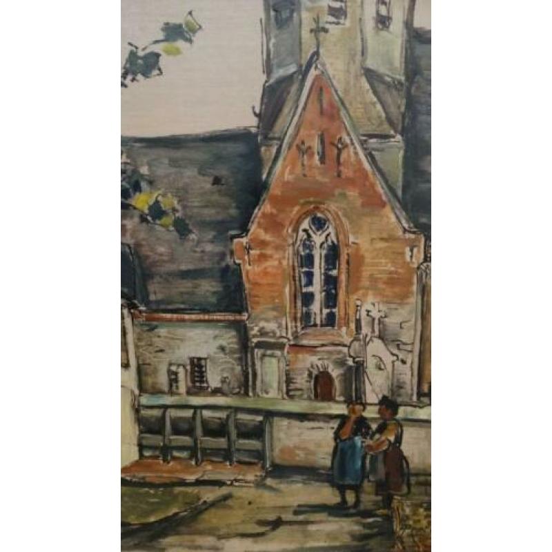 Peeters "pratende vrouwen aan de kerk".