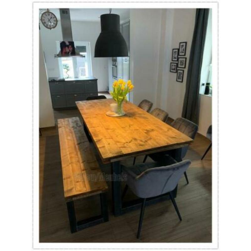 Industriële Eettafel Robuuste Tafel Stalen U X poten Bureau